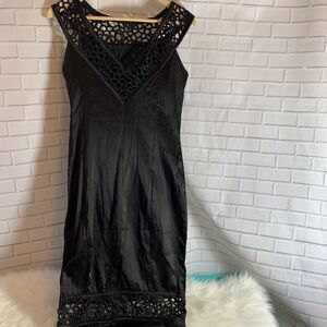 Voodoo Vixen Fitted Black Midi Dress Size S
